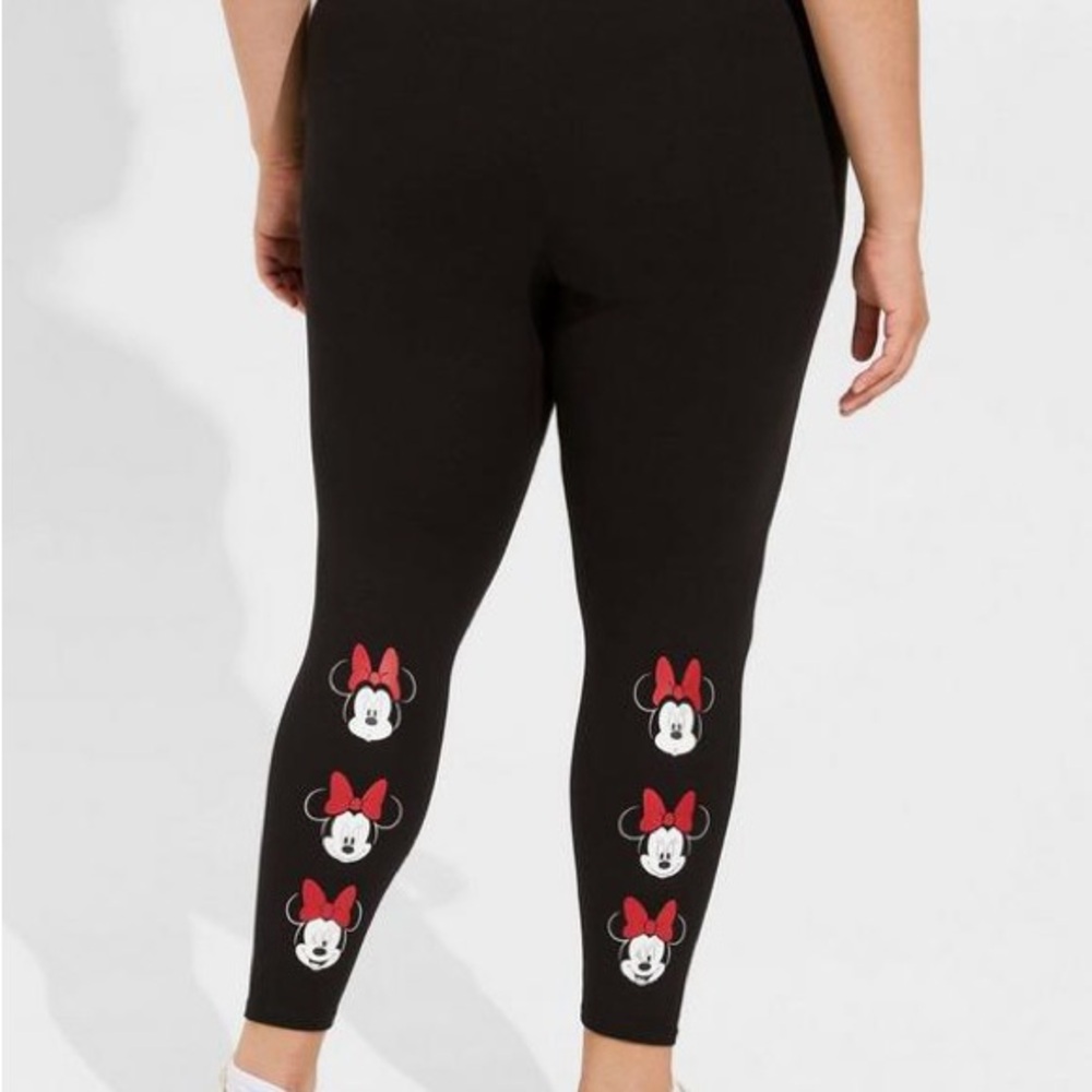 Torrid Disney Black Leggings with Minnie Mouse Print